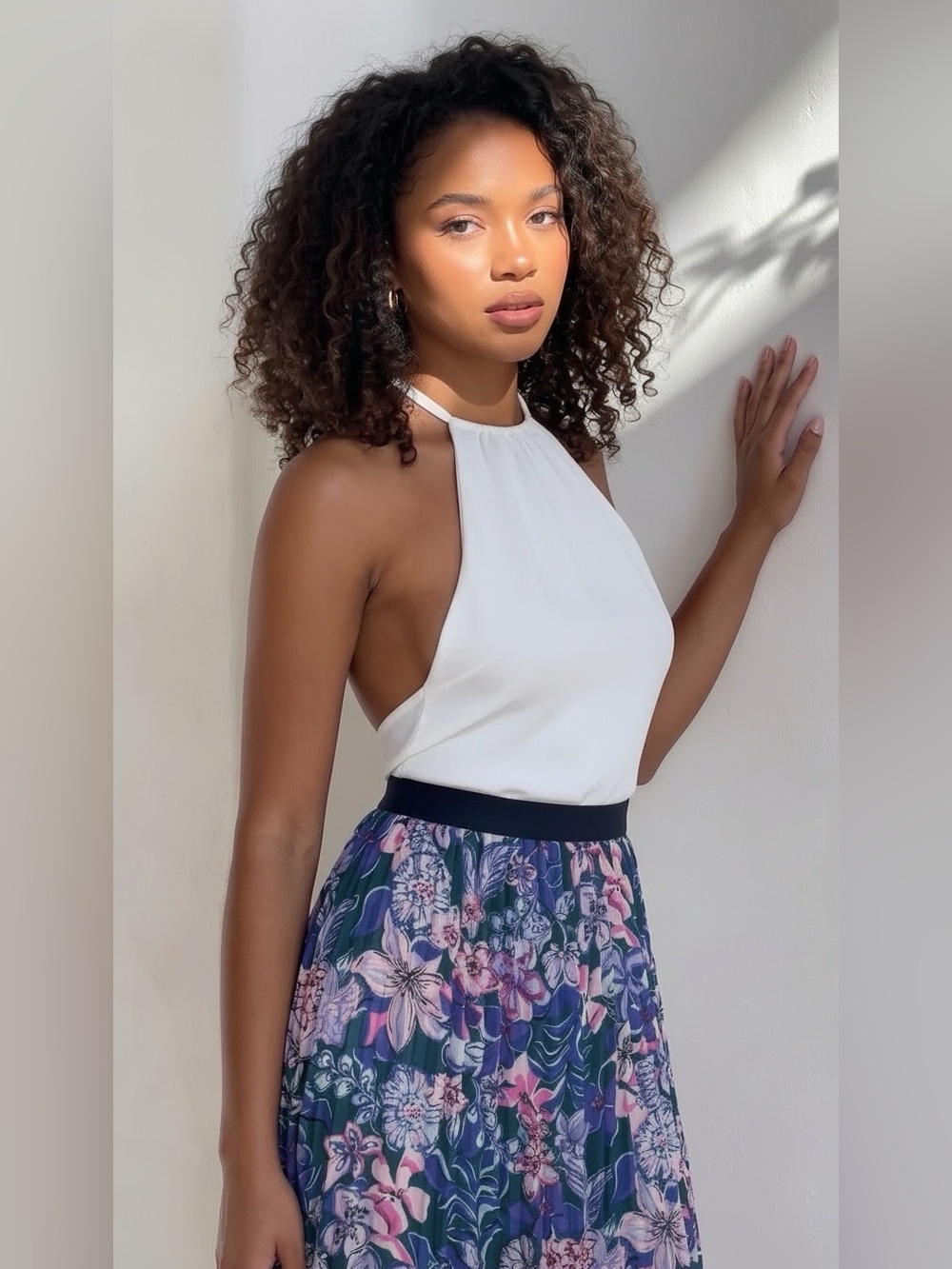 Lilly Pulitzer Floral Midi Skirt in Navy, Pink and Purple